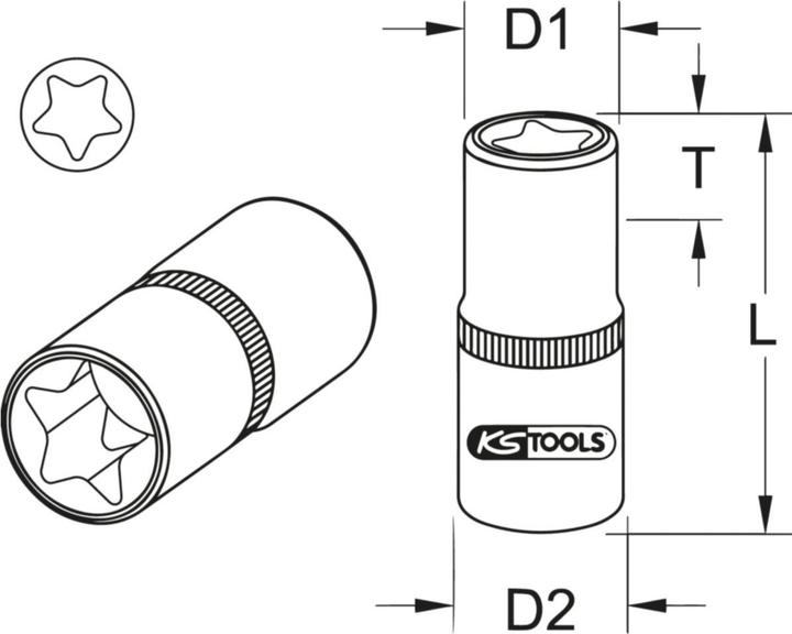 Actual product image KS Tools 1/4" special profile socket for Tesla, E10
