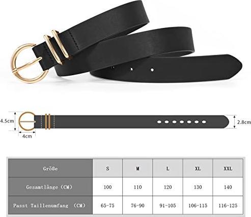 Produktbild Only-Bags.Store Ledergürtel goldene Schnalle Leder gürtel für Jeans Hosen Kleid, schwarz, 100cm (100)