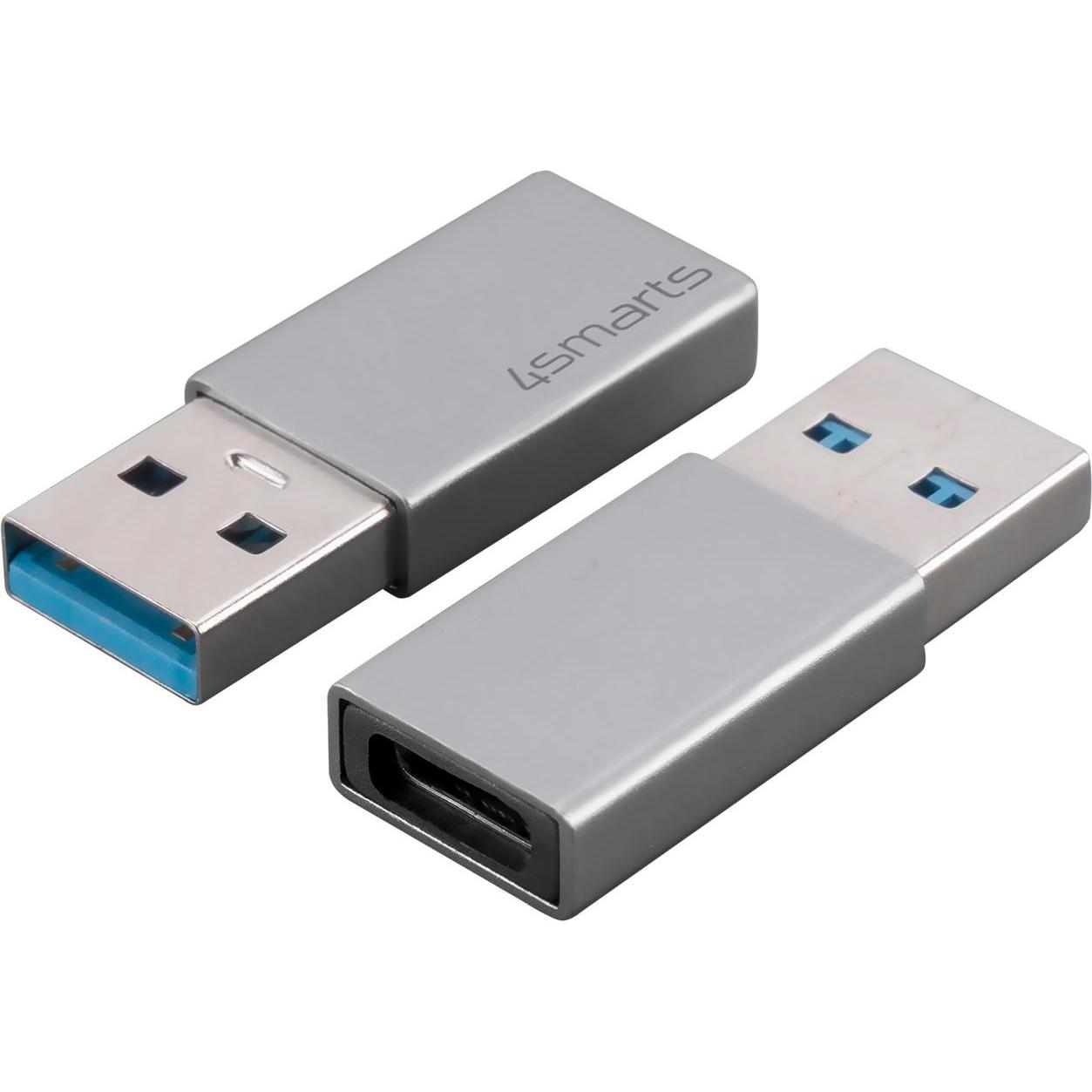 4smarts Passiver Adapter (2er Set) (USB 3.0, USB Typ C), Mobilgerät Adapter, Grau