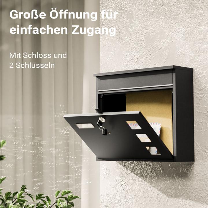 Produktbild Wiltec Briefkasten V12 360x115x315mm Schloss Namensschild Postkasten