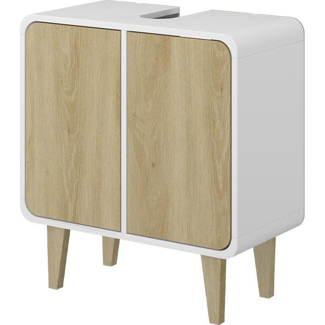 Vichy, Waschbeckenunterschrank, Waschbeckenunterschrank Arla, Weiss/Eiche, 60 x 61 cm (60 x 61 x 30 cm)