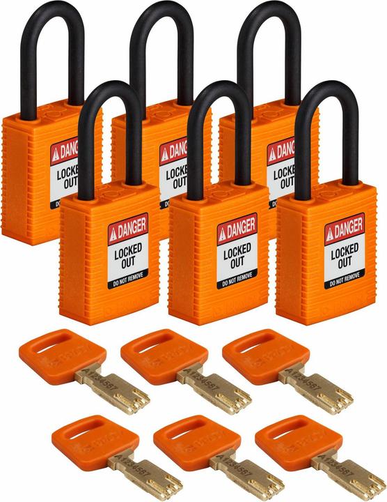 Actual product image Brady SafeKey nylon lockout padlocks