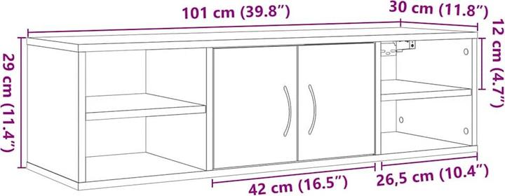 Produktbild VidaXL Wandschrank Artisan-Eiche 102x30x29 cm Holzwerkstoff (102 x 30 x 29 cm)