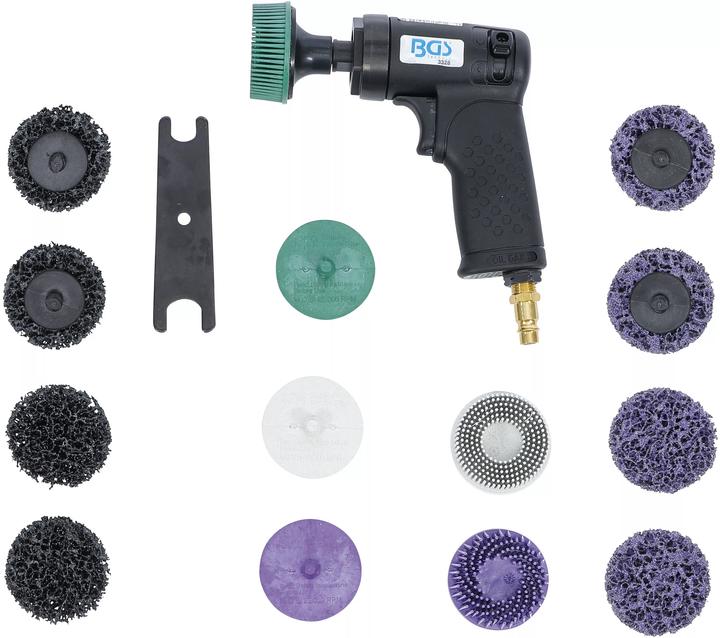 Immagine prodotto BGS Set di levigatrici pneumatiche 17 pz. (Smerigliatrice a rulli, 224 W)