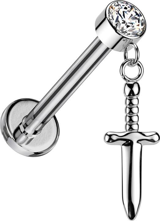 Immagine prodotto Star Piercing Micro labret filo interno argento cilindro argento cristallo argento ciondolo pugnale argento (senza ottone, Titanio)