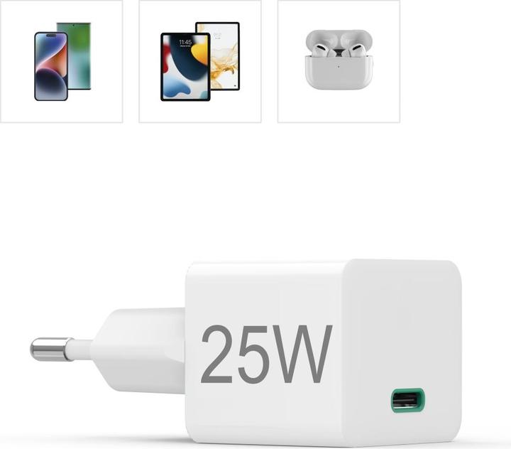 Actual product image Hama Mini Charger, Power Delivery (PD)/Qualcomm®, 25 Watt, White (25 W)