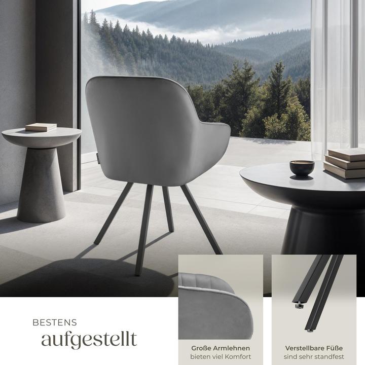 Immagine prodotto tectake Poltrona girevole con braccioli Snug effetto velluto, imbottita