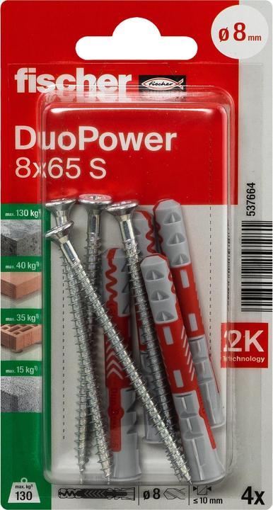 Actual product image Fischer DuoPower 8x65 S K (4 pcs.)