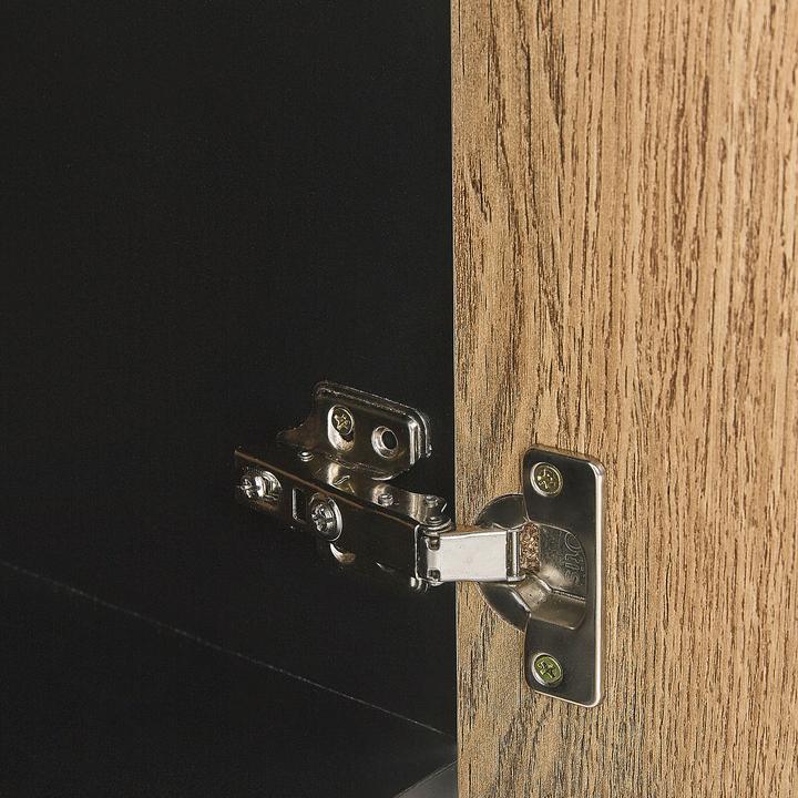 Image du produit Beliani Meuble TV noir avec bois clair ABILEN (150 x 40 x 48 cm)