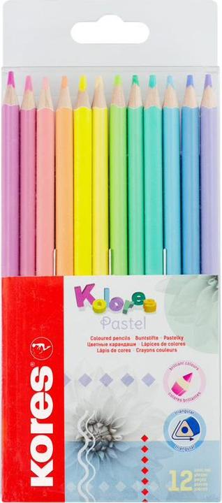 Actual product image Kores Kolores Pastel" triangular crayons, 12-pack cardboard box (Multicoloured, 12 x)