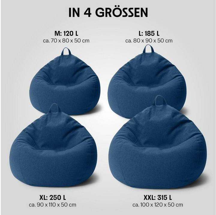 Produktbild Urbanara Sitzsack Basic-Comfort 315 l Polyester (PES), Blau