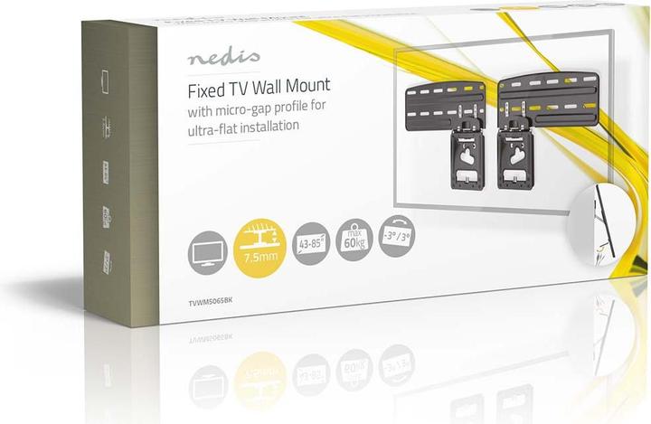 Actual product image Nedis Fixed TV wall mount | 43 - 85 " | maximum supported screen weight: 60 kg | minimum screen weight: (Wall, 60 kg, 43" - 85")