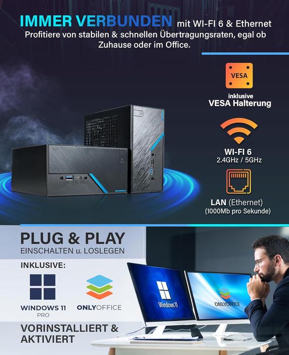 Produktbild Greed Nano Mini PC mit Intel Celeron Prozessor (512 GB, 8 GB, Intel Celeron G5905)