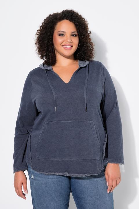 Produktbild Ulla Popken Hoodie, offenkantig, Kapuze, V-Ausschnitt, Langarm (50, 52)