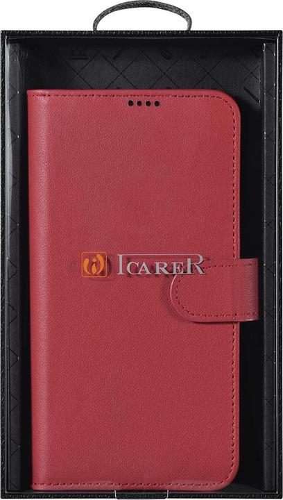 Produktbild iCarer Haitang Leather Wallet Case Leather Case for Samsung Galaxy S22 + (S22 Plus) Wallet Case Red (Samsung Galaxy S22+)