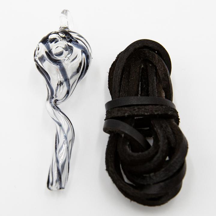 Actual product image Black Leaf Glass Herb Pipe 70mm