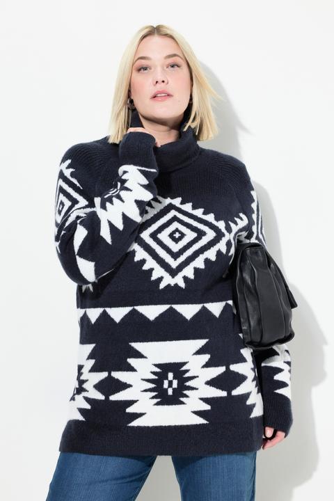 Immagine prodotto Ulla Popken Maglione dolcevita con design grafico e maniche lunghe (54)