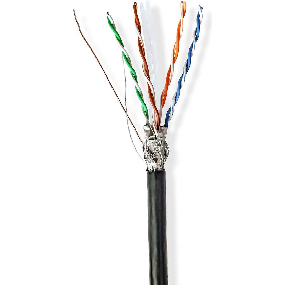 Nedis Netzwerk-Kabel Rollen CAT6 Solid S/FTP CCA 100.0 m Aussenbereich Rund PE Sch (S/FTP, CAT6, 100 m), Netzwerkkabel
