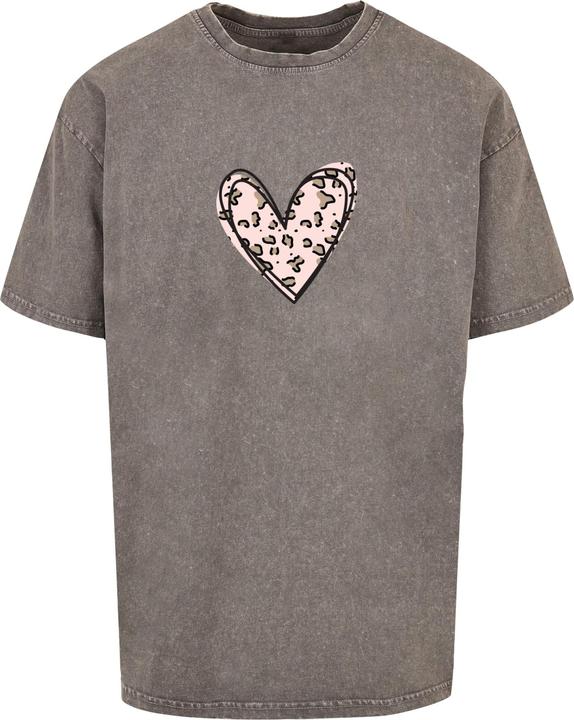 Produktbild Merchcode Valentines Day - Leopard Heart Acid Washed Heavy Oversize Tee - 116975 (L)