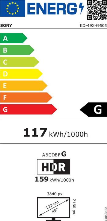 Energie-Label Sony KD49XH9505 (49", LCD, 4K, 2020)