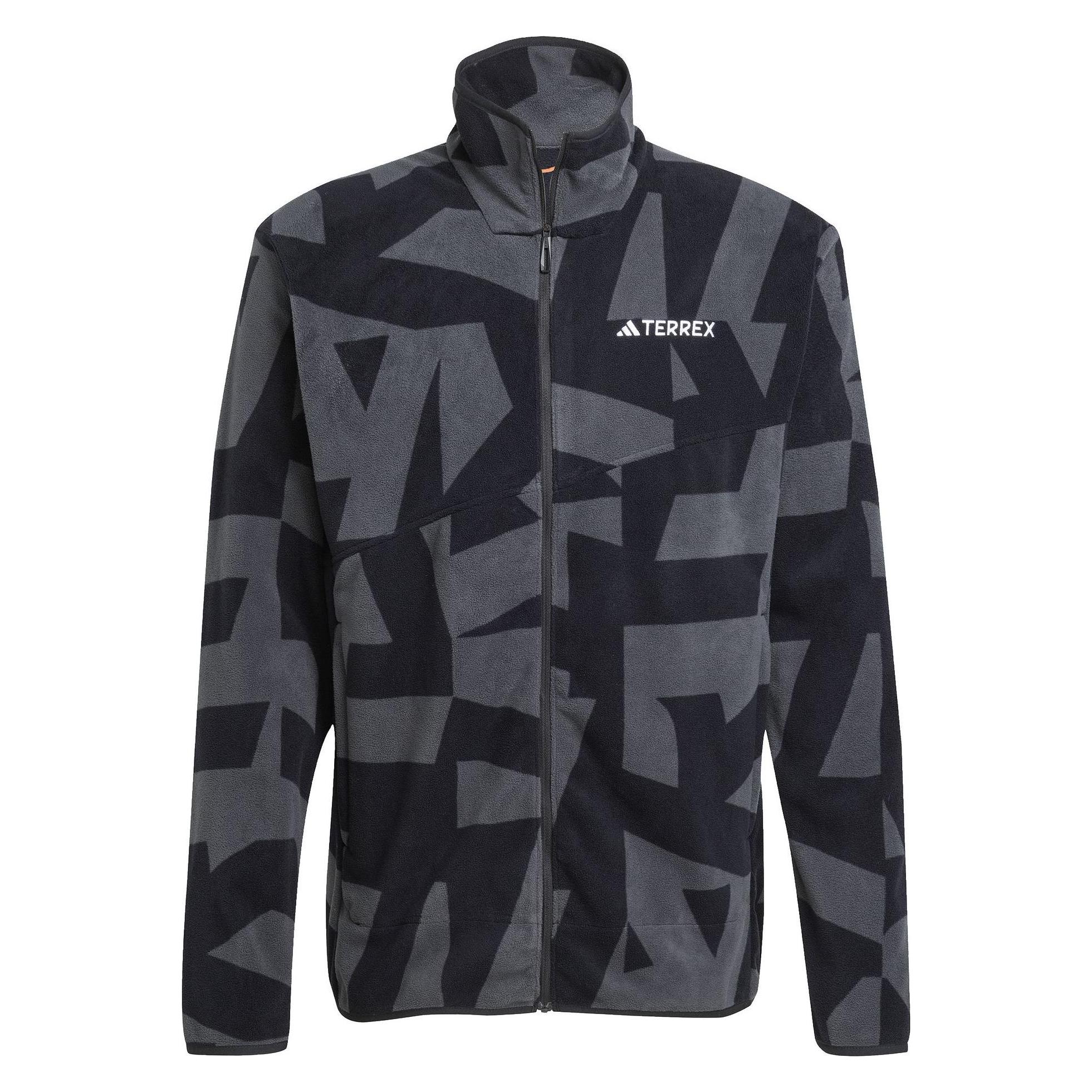 Adidas, Mannen, Outdoor Jassen, Mt Aop Fz Fl Black/Carbon S (S), Zwart, Blauw, S
