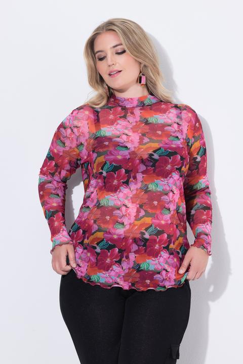 Produktbild Miamoda Meshshirt, Slim Fit, Leo, Stehkragen, Langarm (52)
