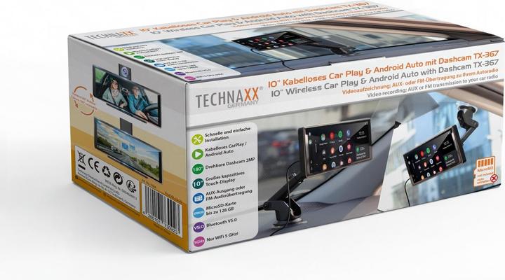 Image du produit Technaxx Navigationszubehör 10" Wireless Car Play & Android Auto mit Kamera TX-367 (128 Go)
