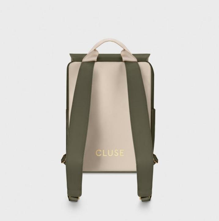 Actual product image Cluse Nuitée Petite Backpack, Dark Green Beige, Gold Colour (6.80 l)