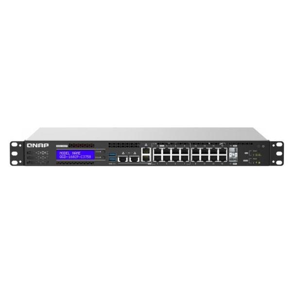 QNAP Przełącznik zarządzalny QGD-1602P-C3558-8G-EU L2 PoE C3558 (20 Ports), Netzwerk Switch, Schwarz