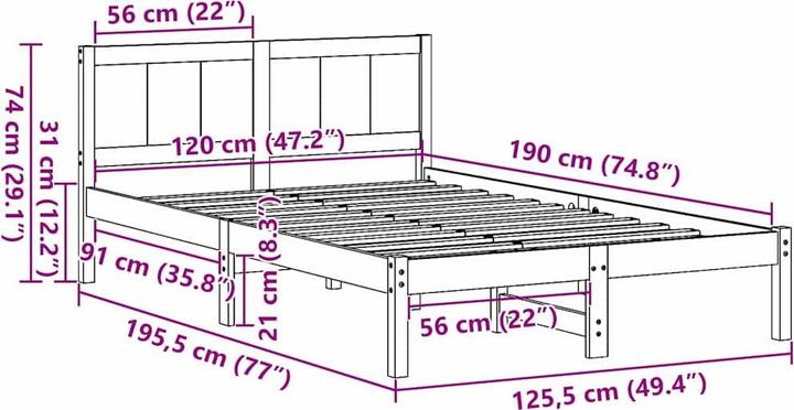 Image du produit vidaXL Bettgestell (120 x 190 cm)