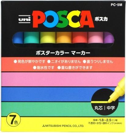 Actual product image Posca Felt-tip pen PC-5M Set of 7