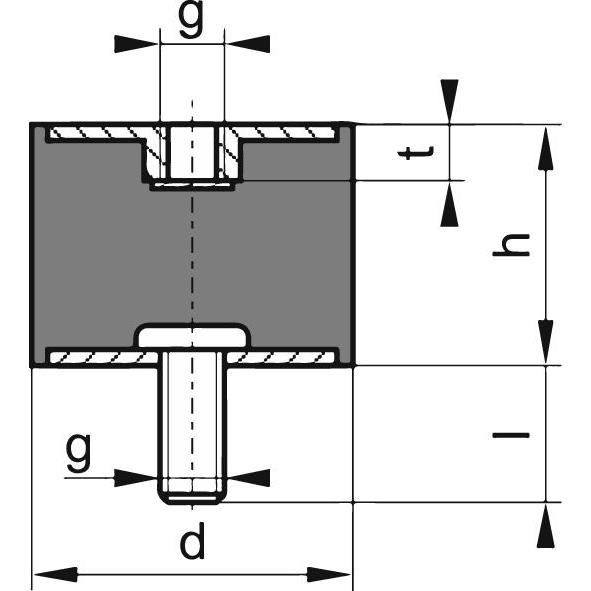 Thumbnail - Magni, Zubehör Maschine, Gummi-Metall-Puffer Aus.B50 x 45mm M10x28