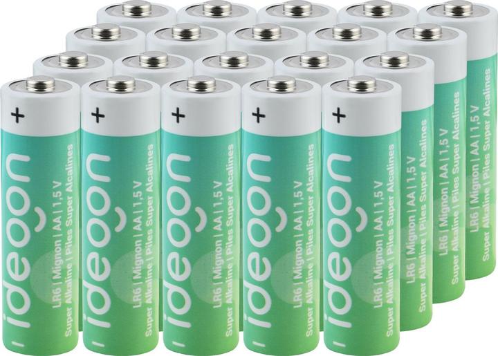 Produktbild Ideoon 20er-Pack Super Alkaline Batterien AA / LR06 (Mignon), 1,5 Volt (20 Stk., AA, 2800 mAh)