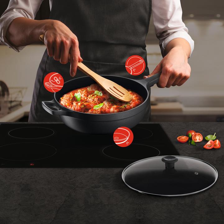 Immagine prodotto Tefal Trattoria Pro Schmorpfanne mit Glasdeckel (28 cm, Pirofila + casseruola, Ferro)