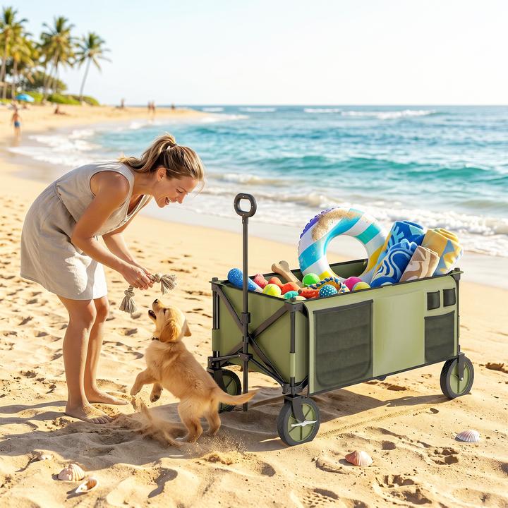 Produktbild Outsunny Bollerwagen Stahl, Polyester Grün