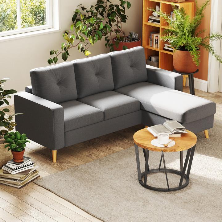 Immagine prodotto Homcom Divano angolare dal design scandinavo con cuciture a bottoni (Divano ad angolo)