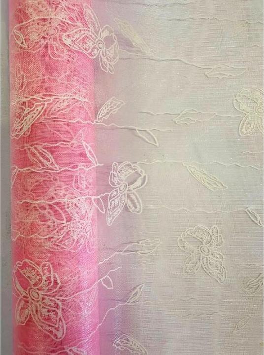 Produktbild GuGus Dekostoff "Organza" gerollt und geschnitten pink Schmetterlingdruck 36cm x 300cm