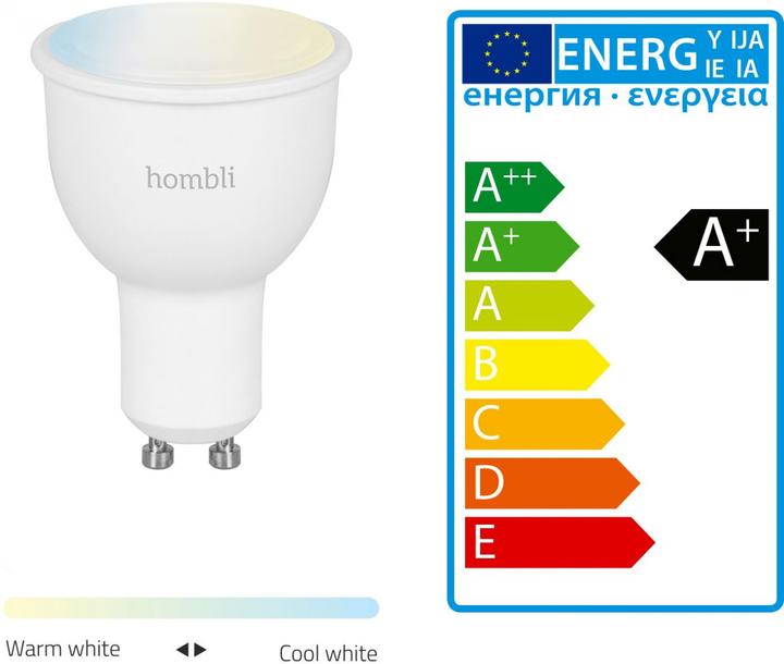 Energy Label Hombli Smart Spot CCT (GU10, 4.50 W, 380 lm, 1 x, F)