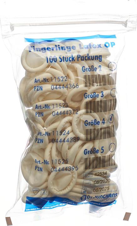 Actual product image Dr. Junghans Finger cots latex size 4 powder free 100 pieces (4)