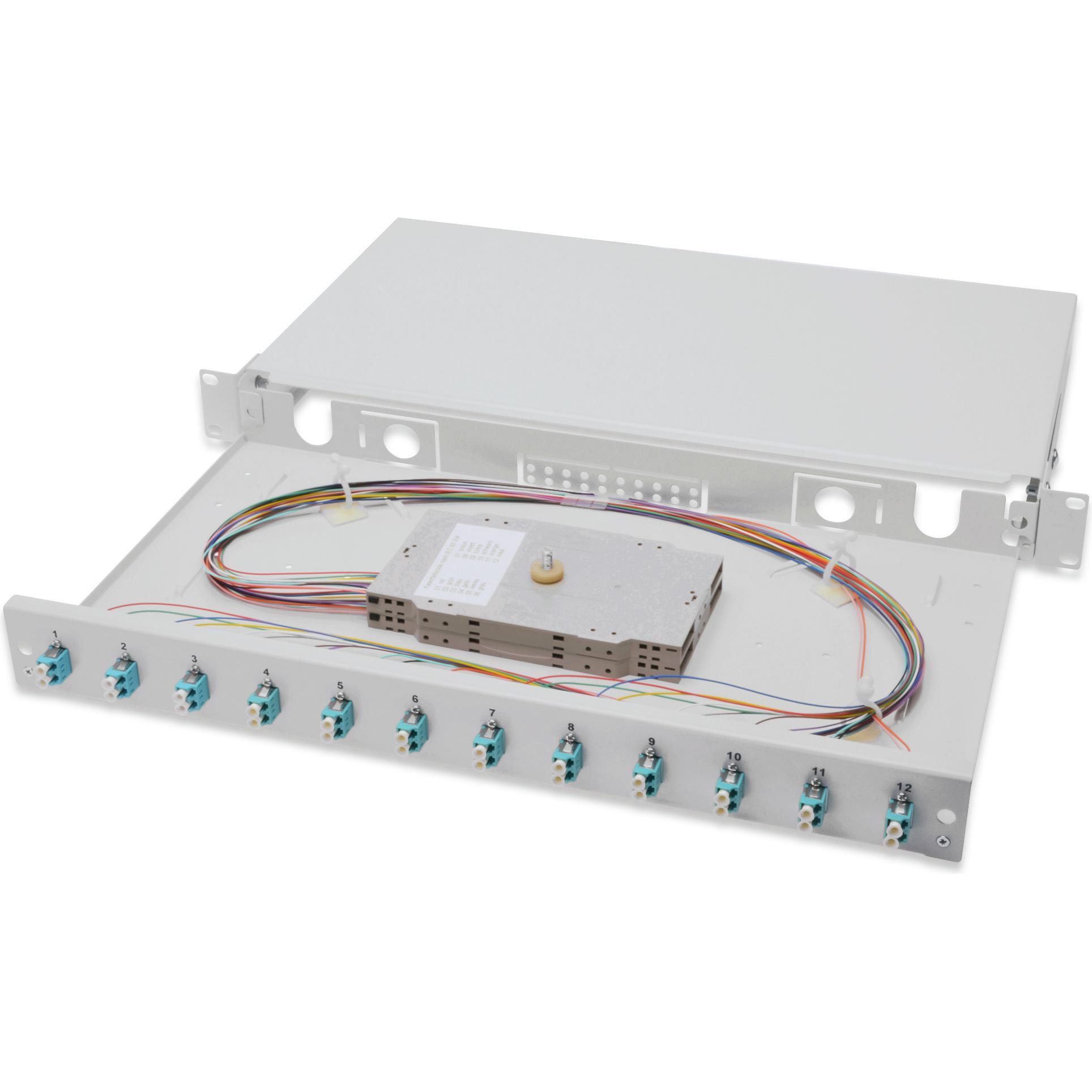 Thumbnail - Digitus Ausziehbare Glasfaser - Spleisbox 1U Equipped 12xLC duplex inkl. M 25 Schraube Spleiskass.., Server Zubehör, Gra...