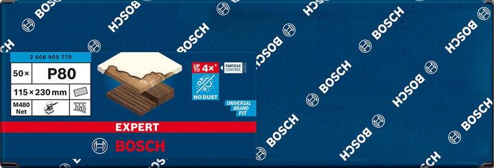 Immagine prodotto Bosch Professional Zubehör EXPERT M480 Rete di levigatura per levigatrici orbitali, 115 x 230 mm, G 80, 50 pezzi. (80)