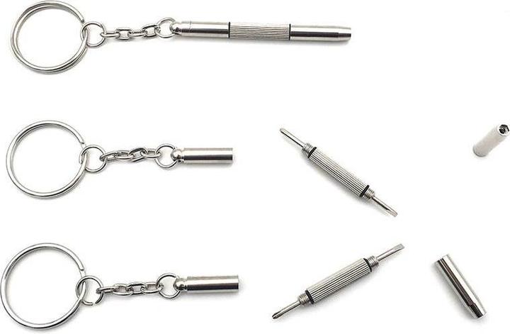 Actual product image PhoneLook Porte-clés multifonctions 2 en 1 en aluminium avec tournevis à tête plate et cruciforme (1 pc)