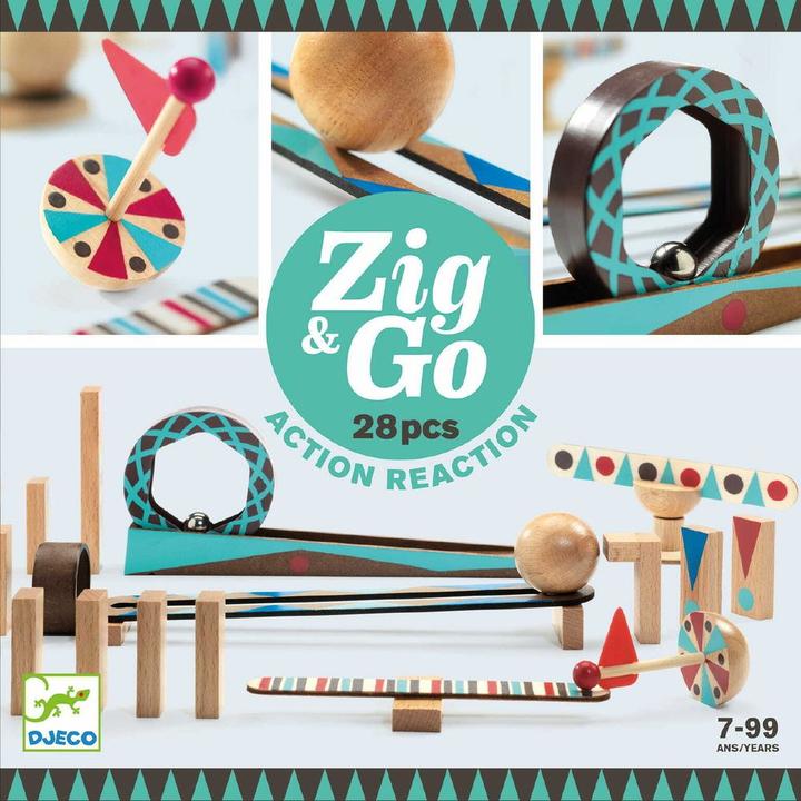Actual product image Djeco Chain reaction game Zig & Go 28 pieces