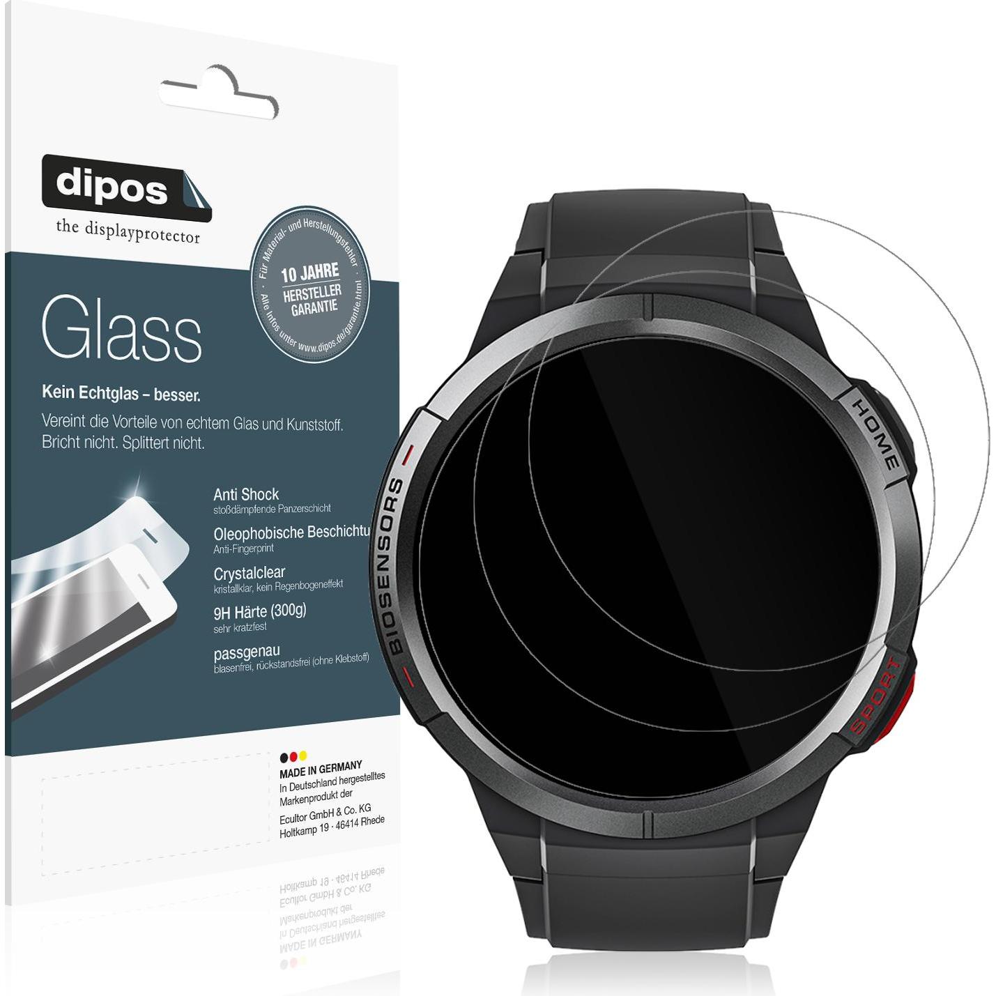 Dipos Displayschutz Anti-Shock, Smartwatch Schutzfolie, Transparent