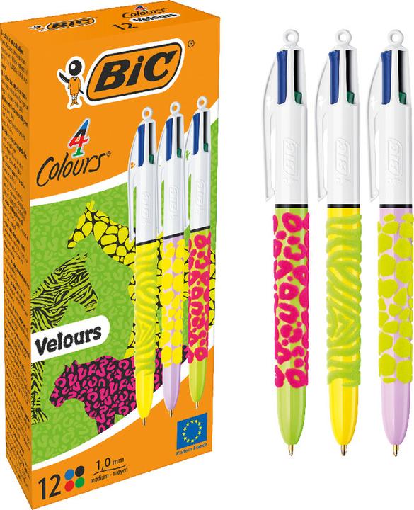 Bic Vierfarbenkugelschreiber 4 Colours Velours (Multicolor, 12x)