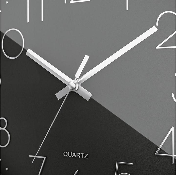 Orologio Da Parete In Cristallo 30 Cm | Silenzioso E Preciso | Design Moderno Argento Per Soggiorno E Ufficio