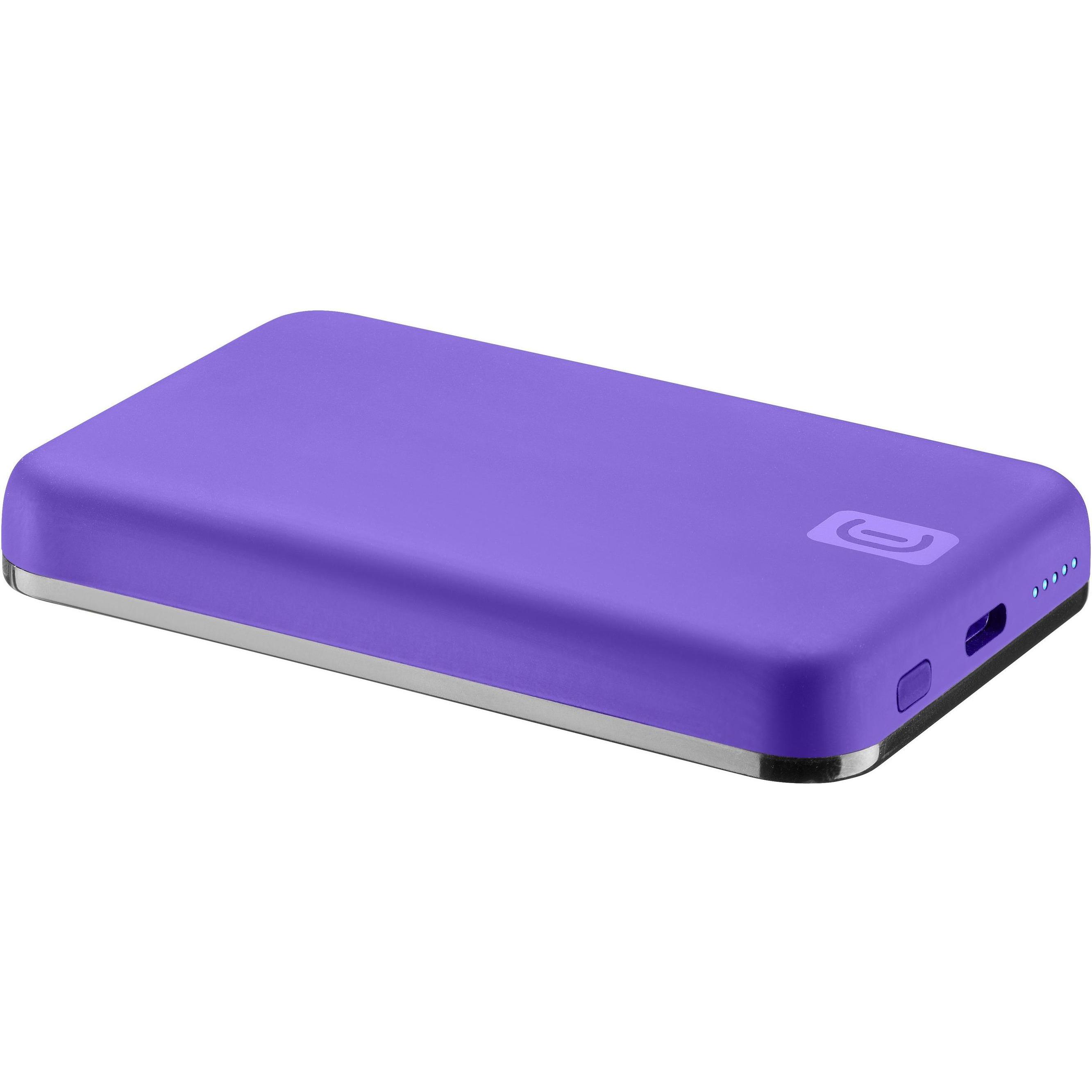 Cellularline MagSafe Wireless Power Bank MAG 5000 VIOLET (5000 mAh, 10 W, 19.25 Wh), Powerbank, Violett