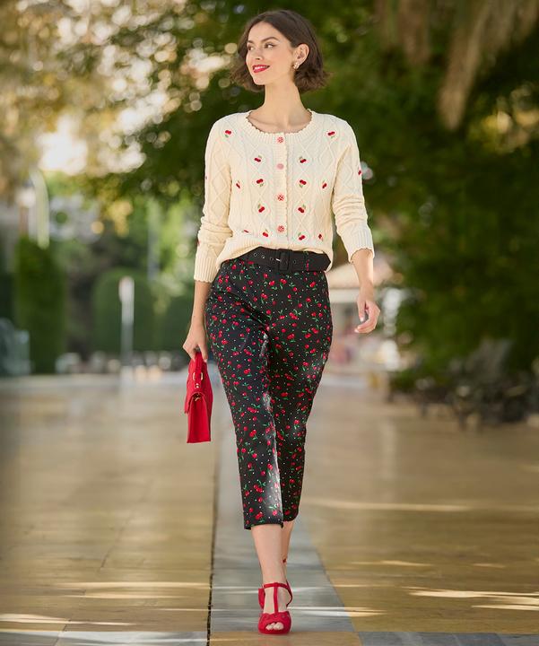 Actual product image Joe Browns Cherry Print Capri Trousers (42)