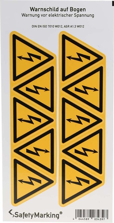 Produktbild Wolk Gefahren-Warnschild Folie Etikett selbstklebend, Gefahr: Elektrizität Beschriftung Englisch, 50