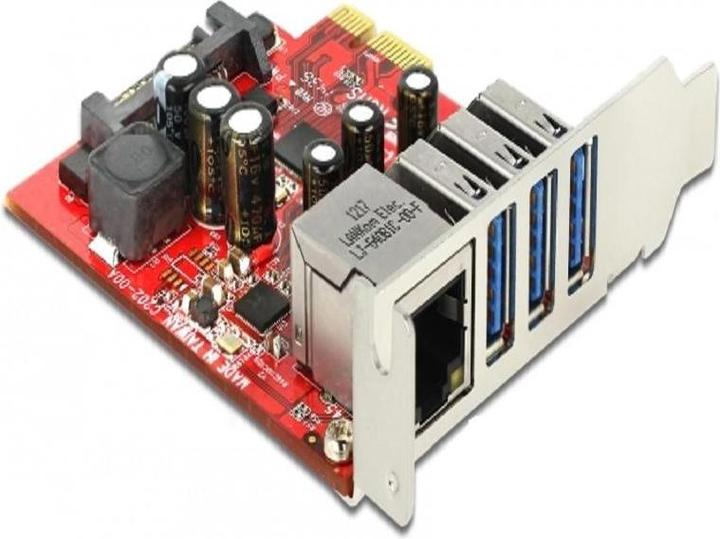 Produktbild Delock PCI Express Card > 3 x external USB3.0 + 1 x external Gigabit LAN (Mini PCI Express)